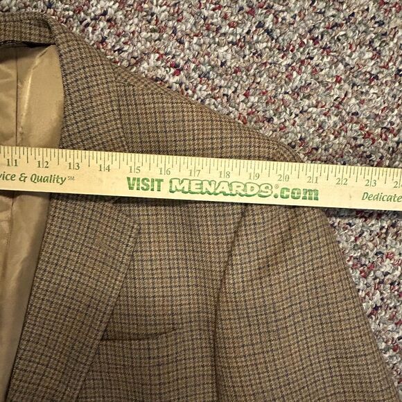 Jos. A. Bank Tan Gray Wine Houndstooth Check Wool 2 Button Sports Coat Size 46R - Picture 13 of 16